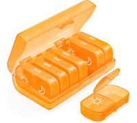AUVON Pill Box Organiser, XL Weekly Pill Box 7 Day 2 Times a Day with One-Side Large Opening Design for Easy Filling, Tablet Organiser with Orange Privacy Protection for Medication/Vitamins/Fish Oils