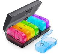 AUVON Pill Organiser, XL Weekly Pill Box 7 Day 2 Times a Day with One-Side Large Opening Design for Easy Filling, Tablet Organiser with Privacy Protection for Medication/Vitamins/Fish Oils (Black)