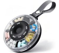 AUVON Travel Weekly Pill Organiser, One-Time Refill Design, Carry Handle | Portable Pill Box 7 Day 1 Times a Day with Magenetic Rotating Design, Tablet Organiser for Fish Oils, Vitamins, BPA-Free