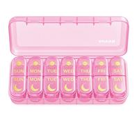 AUVON Weekly Pill Organiser 2 Times a Day, Face-Up Labels for Easy Tracking | Travel AM PM Pill Box 7 Day, Tablet Organiser with Large Compartments for Fish Oils, Spill-Proof, BPA-Free, Durable