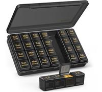 AUVON Weekly Pill Organiser 4 Times a Day, Face-Up Labels for Easy Tracking