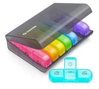 AUVON Weekly Pill Organiser with Color-Coded for Easy Tracking | Travel Pill Boxes 7 Day 3 Times a Day, Large Tablet Organiser for Medication, Vitamin, Fish Oil & Supplement, Dual Protection (Black)