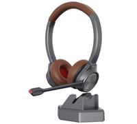 Auvonix Bluetooth Headset with Microphone, Wireless Headset with AI Noise Cancelling Microphone, Charging Station, USB Dongle, 40+ Hours Battery, On-Ear Wireless Headphones for Office, Home, Call