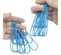 Auvotuis 15Pcs 4 Inch Jumbo Paper Clips, Blue Coated Large Reusable Big Paperclips for Office School Home Document Organizing