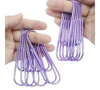 Auvotuis 15Pcs 4 Inch Jumbo Paper Clips, Purple Coated Large Reusable Big Paperclips for Office School Home Document Organizing