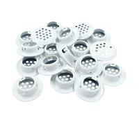 Auvotuis 20Pcs Circular Air Vents White Soffit Vent, Stainless Steel Round Vent Mesh Hole Louver for Kitchen Bathroom Cabinet Wardrobe, 3/4"(19mm) Mounting Diameter