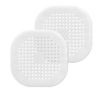 Auvotuis 2Pcs 5.4 Inch Square Drain Cover TPR Hair Drain Catcher Flat Silicone Floor Drain Cover Plug for Bathroom, Kitchen (White)