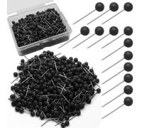 Auvotuis 500Pcs Black Map Pins, 1/8 Inch Map Tacks, Round Ball Head Map Push Pins, Small Thumb Tacks Push Pins for Travel Map, Bulletin Board, Picture, Cork Board, DIY Craft, School, Office, Home