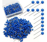 Auvotuis 500Pcs Blue Map Pins, 1/8 Inch Map Tacks, Round Ball Head Map Push Pins, Small Thumb Tacks Push Pins for Travel Map, Bulletin Board, Picture, Cork Board, DIY Craft, School, Office, Home