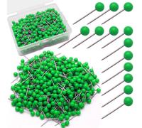 Auvotuis 500Pcs Green Map Pins, 1/8 Inch Map Tacks, Round Ball Head Map Push Pins, Small Thumb Tacks Push Pins for Travel Map, Bulletin Board, Picture, Cork Board, DIY Craft, School, Office, Home