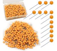 Auvotuis 500Pcs Orange Map Pins, 1/8 Inch Map Tacks, Round Ball Head Map Push Pins, Small Thumb Tacks Push Pins for Travel Map, Bulletin Board, Picture, Cork Board, DIY Craft, School, Office, Home