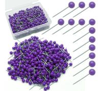 Auvotuis 500Pcs Purple Map Pins, 1/8 Inch Map Tacks, Round Ball Head Map Push Pins, Small Thumb Tacks Push Pins for Travel Map, Bulletin Board, Picture, Cork Board, DIY Craft, School, Office, Home
