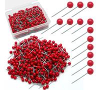 Auvotuis 500Pcs Red Map Pins, 1/8 Inch Map Tacks, Round Ball Head Map Push Pins, Small Thumb Tacks Push Pins for Travel Map, Bulletin Board, Picture, Cork Board, DIY Craft, School, Office, Home