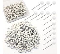 Auvotuis 500Pcs White Map Pins, 1/8 Inch Map Tacks, Round Ball Head Map Push Pins, Small Thumb Tacks Push Pins for Travel Map, Bulletin Board, Picture, Cork Board, DIY Craft, School, Office, Home