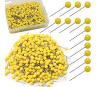 Auvotuis 500Pcs Yellow Map Pins, 1/8 Inch Map Tacks, Round Ball Head Map Push Pins, Small Thumb Tacks Push Pins for Travel Map, Bulletin Board, Picture, Cork Board, DIY Craft, School, Office, Home