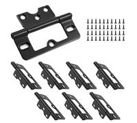 Auvotuis 8Pcs 3Inch Black Non-Mortise Door Hinges Modern Iron Flat Cabinet Hinges for Wardrobe