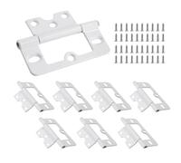 Auvotuis 8Pcs 3Inch White Non-Mortise Door Hinges Modern Iron Flat Cabinet Hinges for Wardrobe