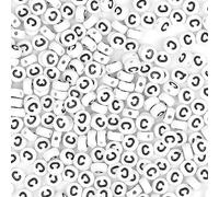 Auvoua 300Pcs Letter Beads C 4X7mm White Alphabet Beads Acrylic Round Shape Loose Beads for Name Bracelets Necklaces Key Chains DIY Jewelry Making (C)
