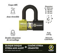 Auvray U-Lock Xtrem Mini Alert Universal Disc Lock 120db Alarm Yellow 2AXTRAUV