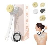 auvstar Electric Body Brush, Electric Bath Brush with Long Handle, Double Use Body Brush with Removable Handle, Rechargeable Bath Brush with 5 Brush Heads, for Exfoliating and Massage