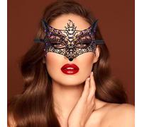 Auwoyss Black Masquerade Mask for Women Rhinestone Lace Masks Venetian Party Ball Eye Mask Mardi Mars Masks (Purple)