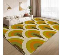 AUWUUA 1970s Style Mid Century Area Rugs 80x150cm(2.6×5ft) Orange Green Retro Boho Arch Indoor Rugs, Aesthetic Washable Carpet for Living Room Bedroom Kids Room Study Office Entrance Yoga Mat