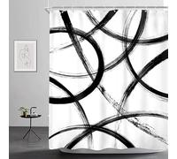 AUWUUA Abstract Black White Shower Curtain 51x75in-130x190cm Minimalist Line Contemporary Art Unique Aesthetic Geometric Neutral Modern Mens Bathroom Decor Set, Polyester Fabric Waterproof