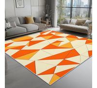 AUWUUA Area Rug 180x240cm(6×8ft) Orange Geometry Triangle Washable Rugs for Living Room Bedroom, Abstract Modern Soft Low Pile Carpet with Non Slip Backing for Dining Room Office Home Decor