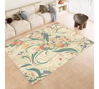 AUWUUA Beige Green Boho Floral Rug for Entryway 180x270cm(6×9ft) Flowers Vines Intertwined Pattern Bedroom Area Rugs, Washable Non Slip Floor Carpet for Living Room Dining Room, Kitchen, Office