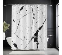 AUWUUA Black and White Marble Shower Curtain 47X75in/120x190cm Modern Minimalist Style Bathroom Decor, Machine Washable Bathtub Curtain, Waterproof Polyester Fabric Cloth Bath Curtains with Hooks