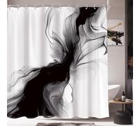 AUWUUA Black and White Shower Curtain 35x73in-90x185cm Modern Abstract Ombre Minimalist Neutral Bathroom Decor Curtain, Chic Elegant Ink Texture Fabric for Small Stall Narrow RV Bathtubs
