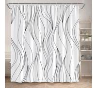 AUWUUA Black and White Striped Shower Curtains 35x63in/90x160cm Abstract Line Art Geometric Modern Minimalist Hotel Style Bathroom Curtain, Machine Washable Waterproof Bath Accessories with Hooks