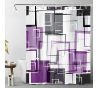 AUWUUA Black Purple Geometric Stall Shower Curtain 47X79in/120x200cm Modern Minimalist Grid Fashion Home Fabric Bathroom Decor, Geometry Simple Neutral Design Bathroom Curtain for Bathtub