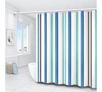 AUWUUA Blue Green Grey White Striped Fabric Shower Curtain 59x87in/150x220cm Geometric Vertical Striped Modern Chic Simple Waterproof Bathtub Curtain for Partition Bathroom Restroom Home Decor