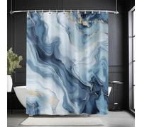 AUWUUA Blue Marble Bathroom Curtain 30X75in/75x190cm Minimalist Modern Art Fluid Ink Texture Abstract Shower Curtain for Bathroom Home Hostel Bathtubs Decor, Waterproof Bath Accessories