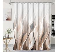 AUWUUA Brown Coffee Striped Geometric Shower Curtain 39x47in/100x120/WxH Abstract Waves Shower Curtain for Bathroom Decor, Modern Art Minimalist Waterproof Fabric Bath Curtains with Hooks