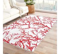 AUWUUA Coral Reef Throw Rug 60x240cm(2×8ft) Red Washable Nautical Coastal Rugs for Entryway Bedroom, Beach Ocean Sea Accent Carpet for Living Room, Non Slip Runner for Kitchen Floor Mat