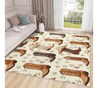 AUWUUA Cowboy Rug for Nursery 130x210cm(4.3×7ft) Western Cowboy Boots Hats Texas Stars Living Room Rug, Wild West Washable Non Slip Runner Carpet for Hallway Kitchen Entryway Bedroom Farmhouse