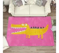 AUWUUA Crocodile Area Rug 90x150cm(3×5ft) Cute Cartoon Washable Alligator Animal Rugs for Kids Girls Boys Room Nursery Bedroom Playroom, Soft Low Pile Non Slip Floor Carpet