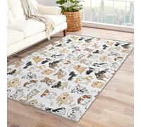 AUWUUA Dog Area Rug 70x120cm(2.3×4ft) for Bedroom, Cartoon Cute Animal Puppy Carpet Kids Boys Girls Room Decor, Non Shedding Soft Non-Slip Washable Indoor Doormat for Entrance Living Room Dorm