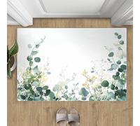 AUWUUA Eucalyptus Leaf Rug 60x90cm(2×3ft) Sage Green Leaves Boho Flowers for Bedroom Living Room Entryway, Farmhouse Nature Plants Anti-Slip Washable Carpet for Kitchen Bathroom Home Office