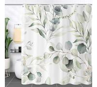 AUWUUA Eucalyptus Leaves Shower Curtains 33x59in（85x150cm） Modern Green Spring Botanical Watercolor Plants Fabric Bathroom Curtain for Shower Stall Bathtub Aesthetics Chic Elegant Home Decor