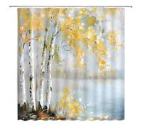AUWUUA Fall Tree Forest Shower Curtain 110x210cm(43x83in) Birch Tree Lake Nature Landscape Abstract Oil Painting Art Rustic Country Fabric Shower Curtain for Bathtub Hotel Dorm Room Home Decor