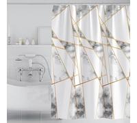 AUWUUA Gold Marble Shower Curtain for Bathroom 35x63in/90x160cm Gray White Geometric Pattern Modern Maximalist Waterproof Polyester Fabric Bathroom Curtain for Stall Bathtubs Decor with Hooks