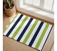 AUWUUA Green Navy Blue Striped Entryway Rugs 240x330cm(8×11ft) Washable Non Slip Kitchen Bathroom Mat, Rectangle Lines Non-Slip Floor Carpet for Bedroom Living Room Dorm Hallway Home Decor