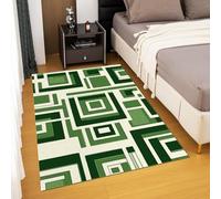 AUWUUA Green Washable Geometric Area Rug 100x180cm(3.3×6ft) for Bedroom Entryway, Modern Simple Soft Non-Slip Indoor Floor Carpet for Living Room Kitchen Dining Room, Runner Rugs for Hallway