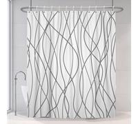 AUWUUA Grey and White Striped Fabric Shower Curtain for Bathroom 62x72in-157x183cm Geometric Modern Shower Curtain Hotel Style, Minimalist Washable Waterproof Bath Curtains Set with 12 Hooks