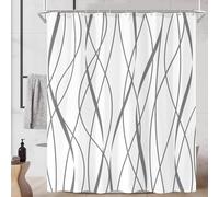 AUWUUA Grey and White Striped Shower Curtain for Bathroom 62x72in-157x183cm Abstract Geometric Modern Minimalist Long Fabric Waterproof Hotel Bath Accessories, Machine Washable Bath Curtains Decor