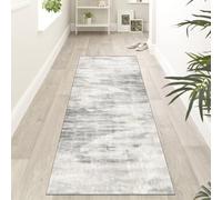 AUWUUA Long Runner Rug for Hallway 50x100cm(1.6x3.3ft) Washable Modern Minimalism Kitchen Rug, Low-Pile Non-Slip Hallway Carpet for Kitchen, Living Room, Office, Indoor Doormat, Thin, Light Grey