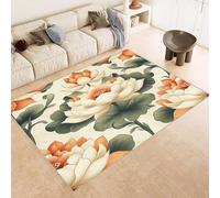 AUWUUA Lotus Flower Rug 180x250cm(6×8.2ft) Vintage Floral Washable Bedroom Rugs Non Slip Large Carpet for Living Room, Non Shedding Low Pile Thin Carpet for Entryway Bathroom Kitchen Kids Room